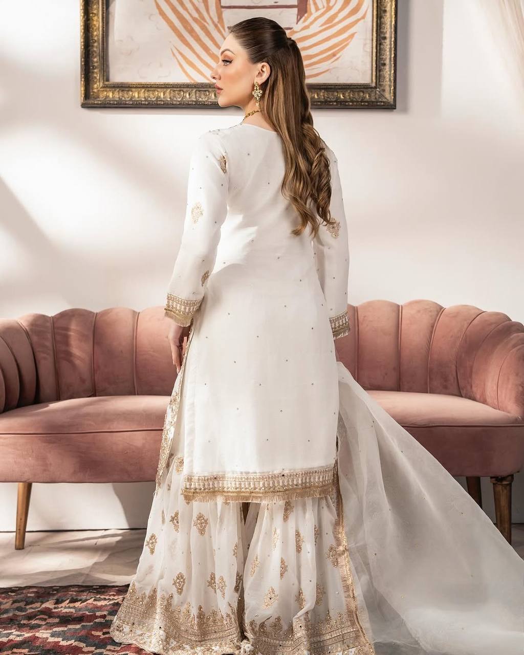 Charming Off White Color Faux Georgette With Heavy Embroidery Sequence Work Palazzo Sharara Suit