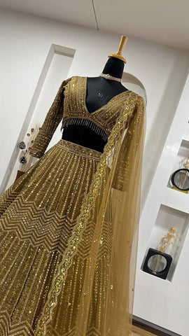 Engagement Wear Kasturi Silk Georgette With Sequins And Dori Work Designer Bridal Lehenga Choli