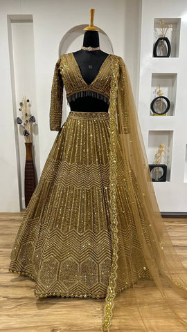 Engagement Wear Kasturi Silk Georgette With Sequins And Dori Work Designer Bridal Lehenga Choli