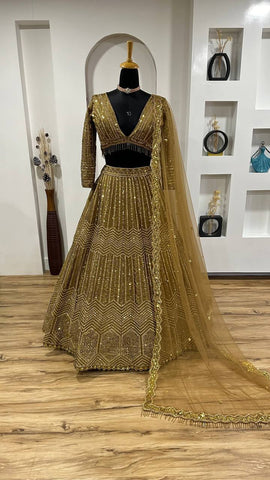 Engagement Wear Kasturi Silk Georgette With Sequins And Dori Work Designer Bridal Lehenga Choli