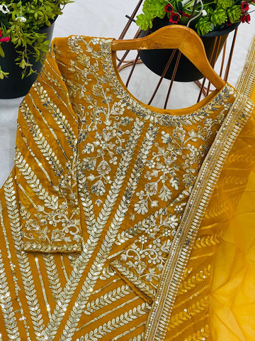 Wedding Wear Heavy Faux Georgette With 5mm Embroidery Sequence Work Sharara Suit