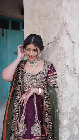 Glorious Wine Color Faux Georgette With Heavy Embroidery 5mm Sequence Work Sharara Suit