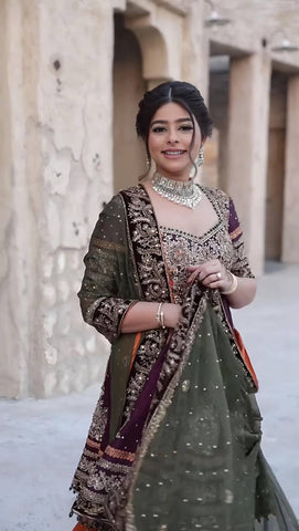 Glorious Wine Color Faux Georgette With Heavy Embroidery 5mm Sequence Work Sharara Suit
