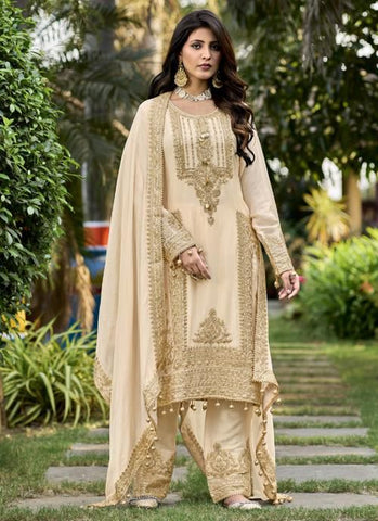 Exotic Off White Color Chine Sequence Work Pakistani Suit