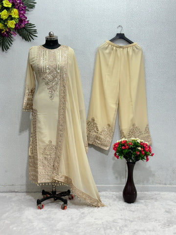 Exotic Off White Color Chine Sequence Work Pakistani Suit