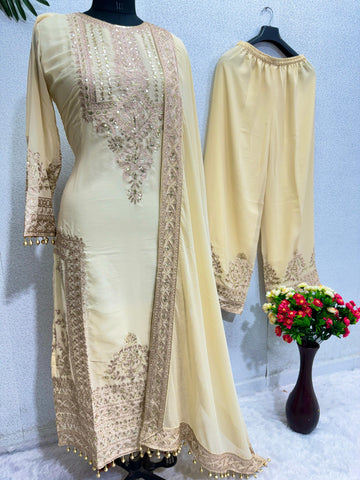 Exotic Off White Color Chine Sequence Work Pakistani Suit