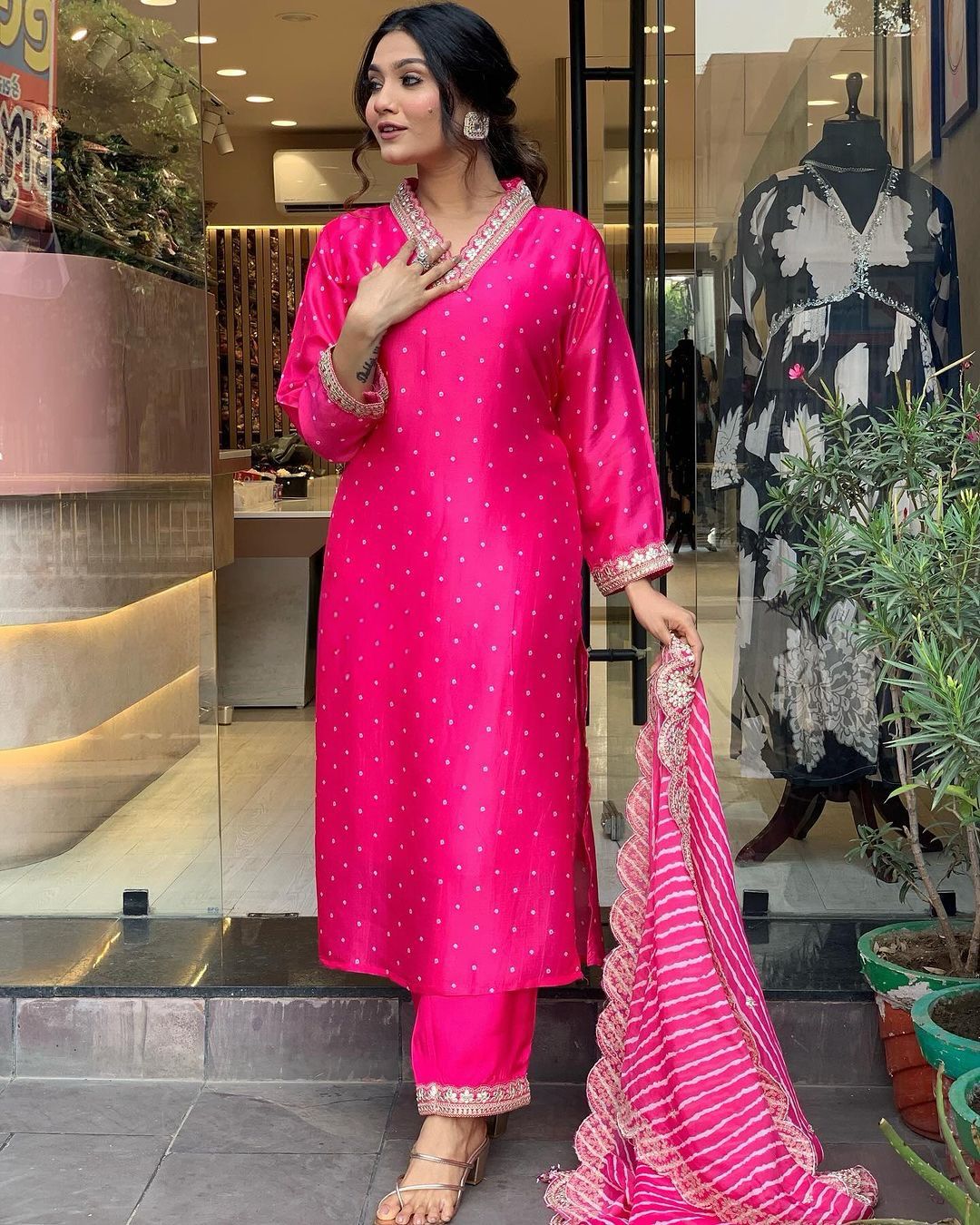 Pink Color Work Salwar Suit With Gorgeous Dupatta