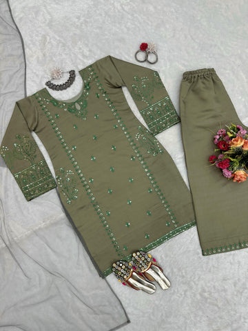 Mehndi Color Good Looking Palazzo Suit