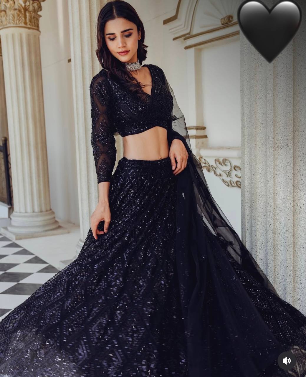 Eyes Catching Black Color Georgette Lehenga With Sequins And Dori Work Designer Lehenga Choli